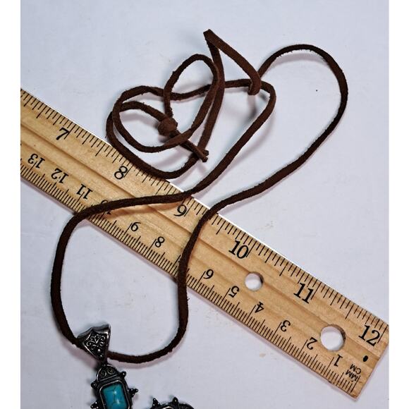 Turquoise Color and Brown Necklaces Earring Set Fashion Jewelry Cross Layers - Picture 5 of 10
